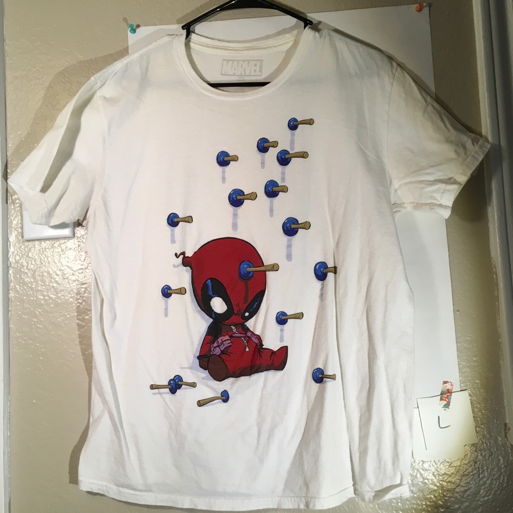 Deadpool Cartoon White T-shirt Marvel